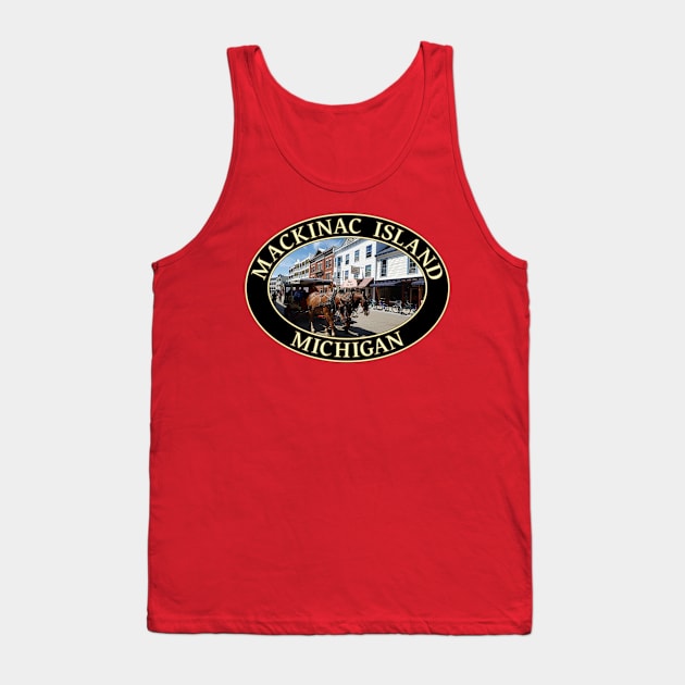 Horse and Carriage in Downtown Mackinac Island, Michigan Tank Top by GentleSeas